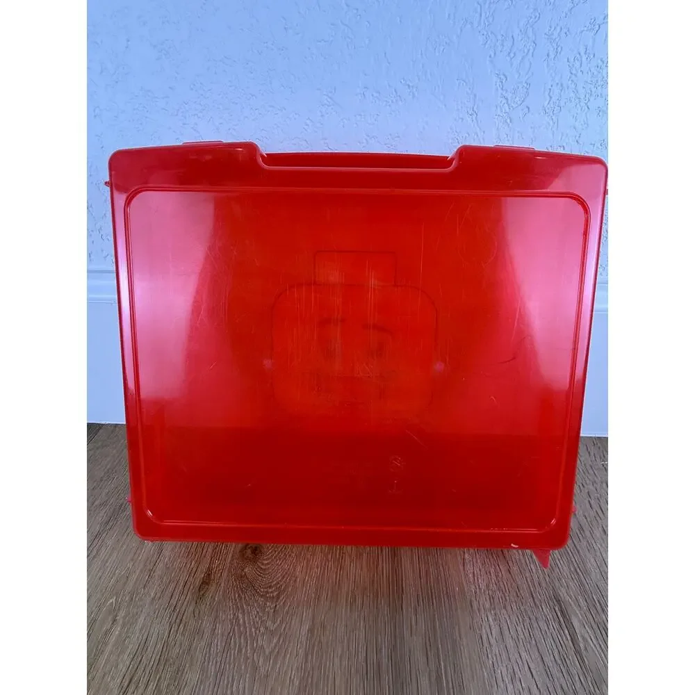 LEGO Minifigure Head Storage Case Gently Used Lot of 2 Red Yellow